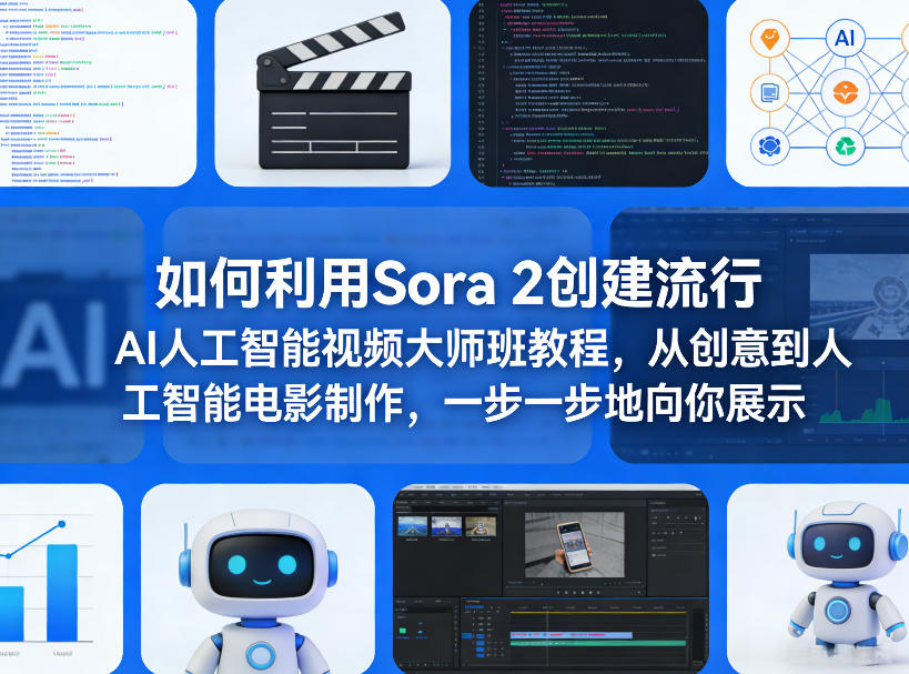 如何利用Sora 2创建流行AI人工智能视频大师班教程，从创意到人工智能电影制作，一步一步地向你展示-小二项目网