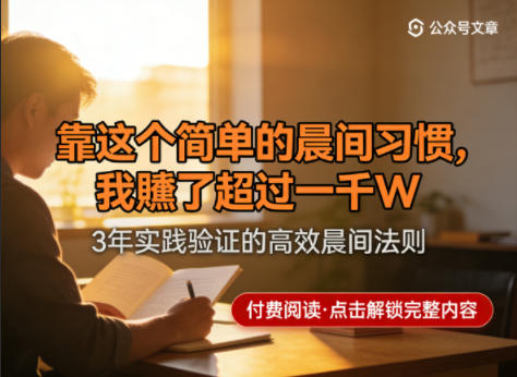 某公众号付费文章：靠这个简单的晨间习惯，我賺了超过一千W-小二项目网