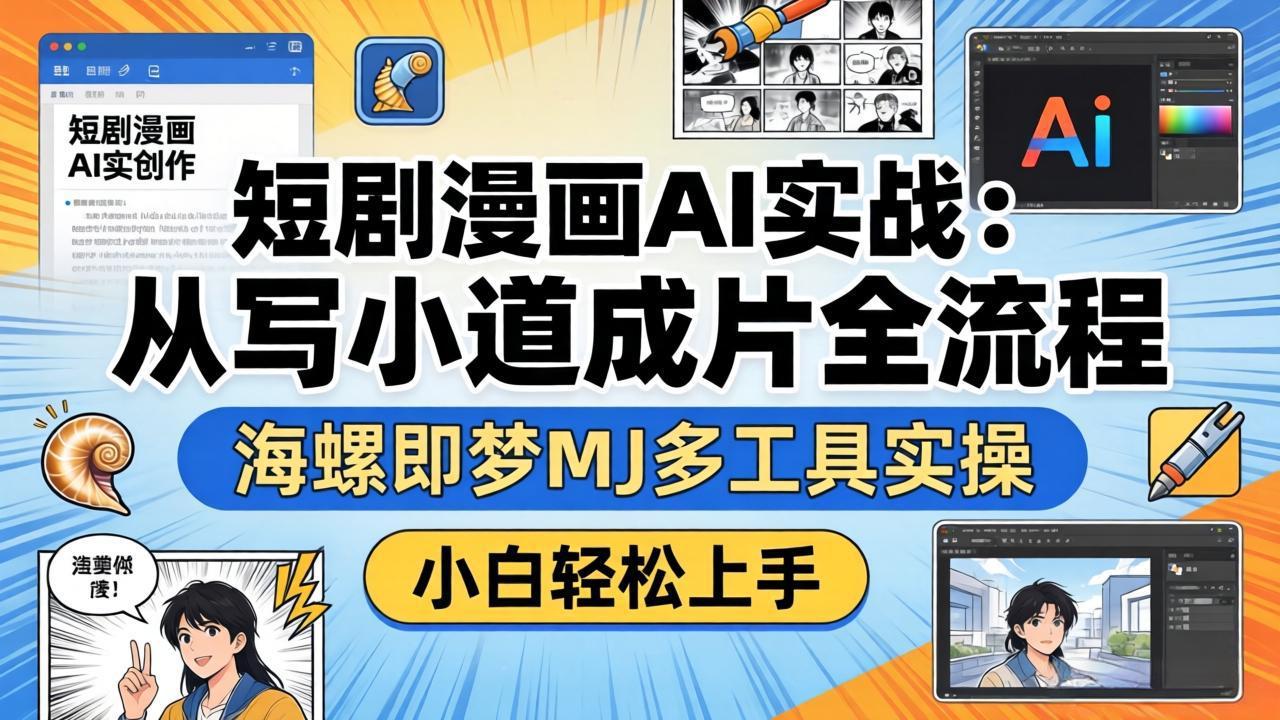 （17945期）短剧漫画AI实战：从写小说到成片全流程，海螺即梦MJ多工具实操，小白轻松上手-小二项目网
