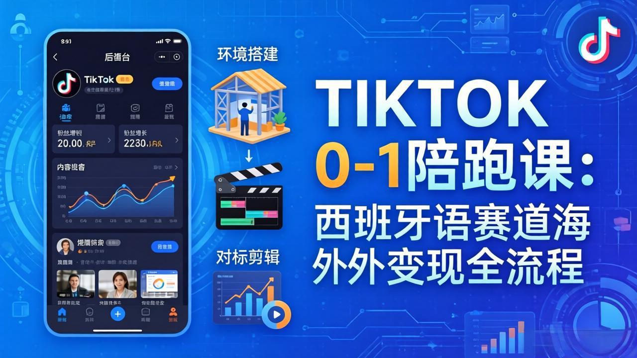 （17908期）TIKTOK 0-1 陪跑课：从环境搭建到刷对标剪辑，西班牙语赛道海外变现全流程-小二项目网