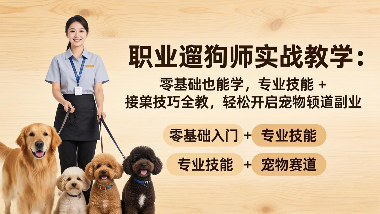 （18115期）职业遛狗师实战教学：零基础也能学，专业技能 + 接单技巧全教，轻松开启宠物赛道副业-小二项目网
