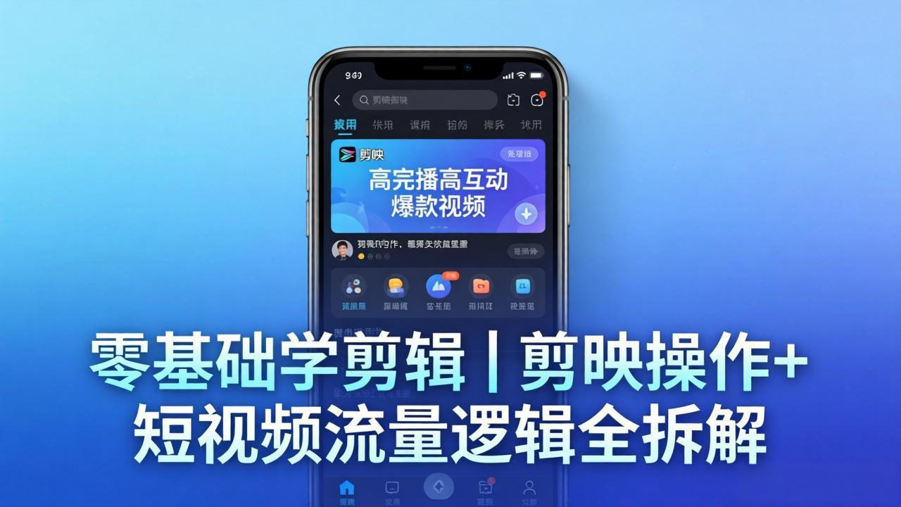 （18117期） 【零基础学剪辑】剪映操作+短视频流量逻辑全拆解｜手把手教你剪出高完播高互动爆款视频-小二项目网