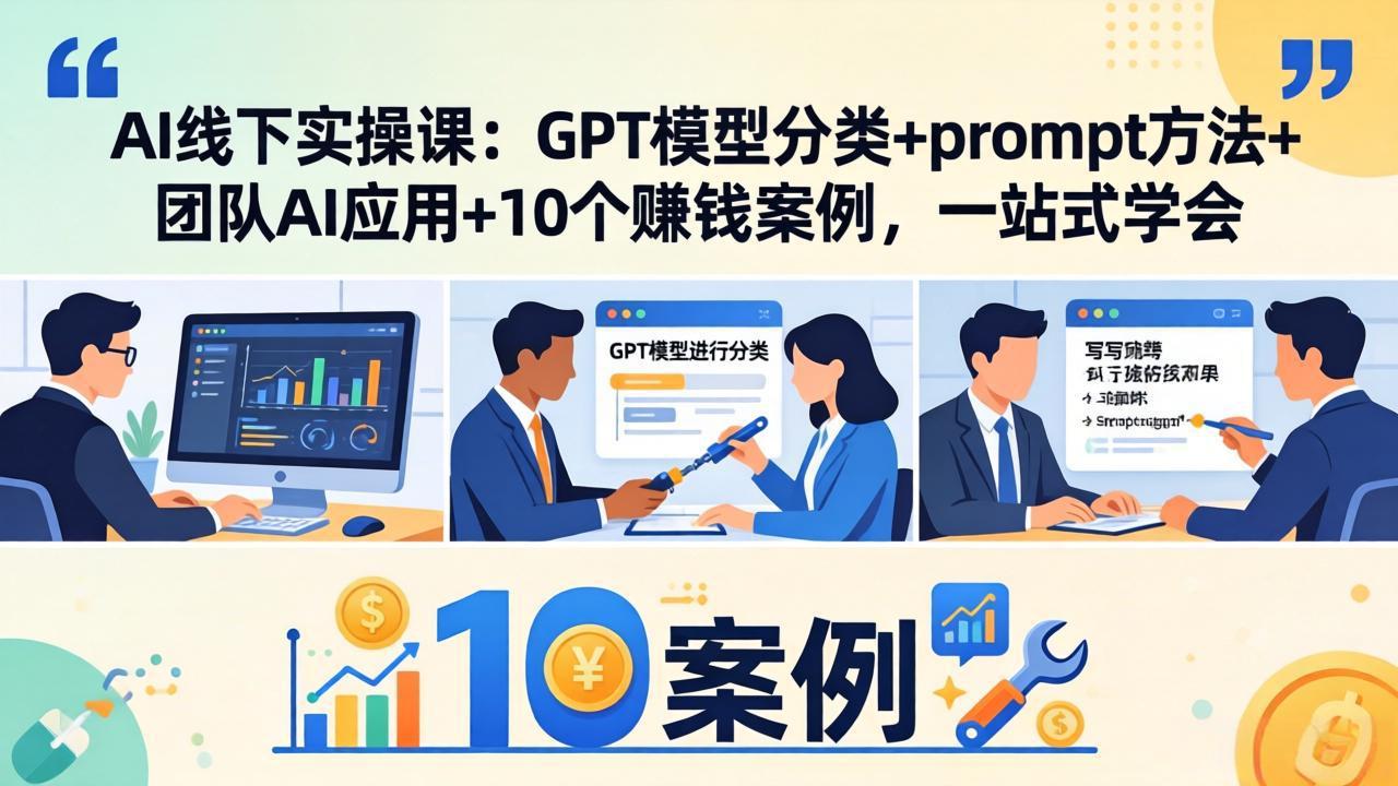 （18017期）AI线下实操课：GPT模型分类+prompt方法+团队AI应用+10个赚钱案例，一站式学会-小二项目网