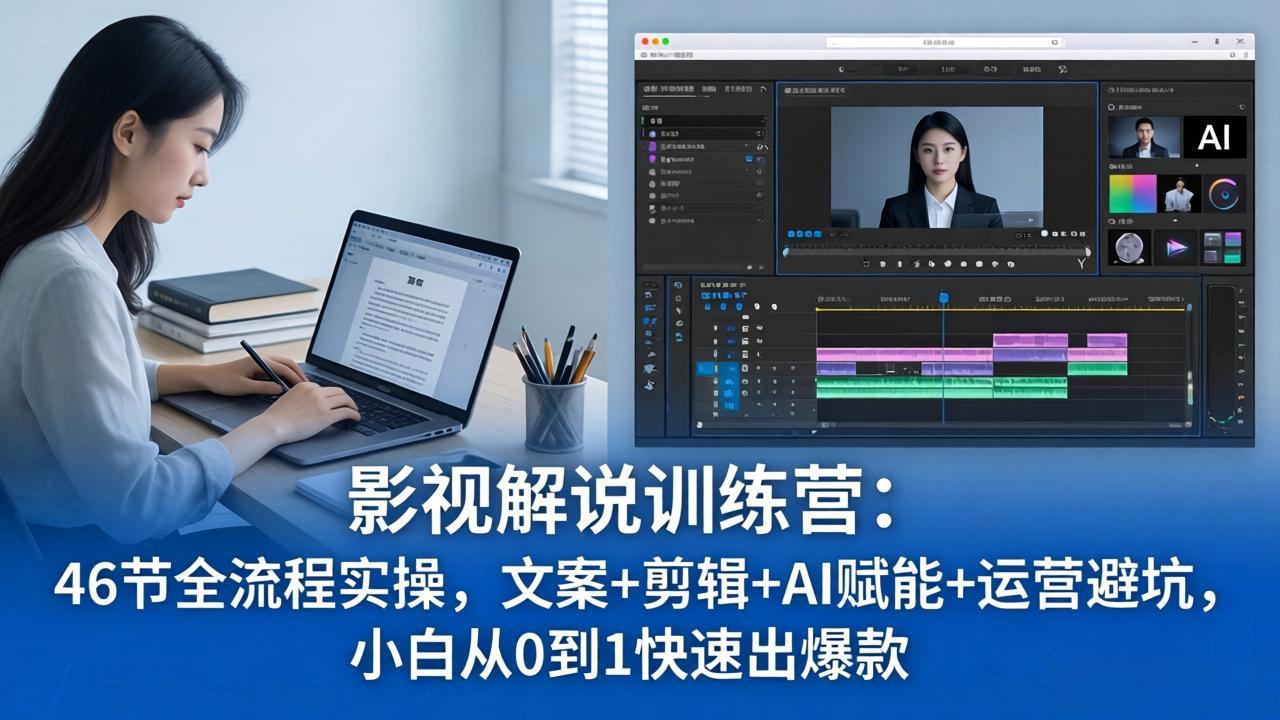 （18053期）影视解说特训营：46节全流程实操，文案+剪辑+AI赋能+运营避坑，小白从0到1快速出爆款-小二项目网