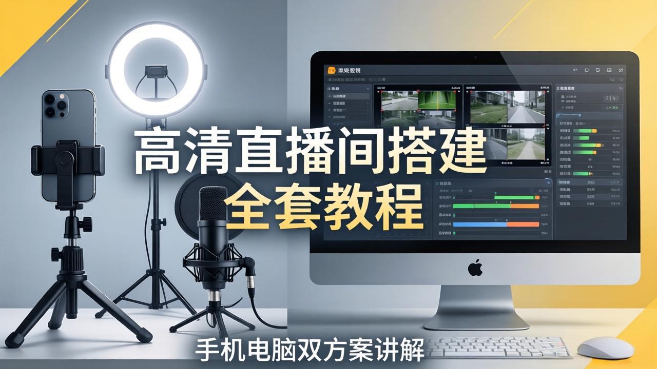 （18104期）高清直播间搭建全套教程，手机电脑双方案讲解，设备选型调试多机位实操教学-小二项目网