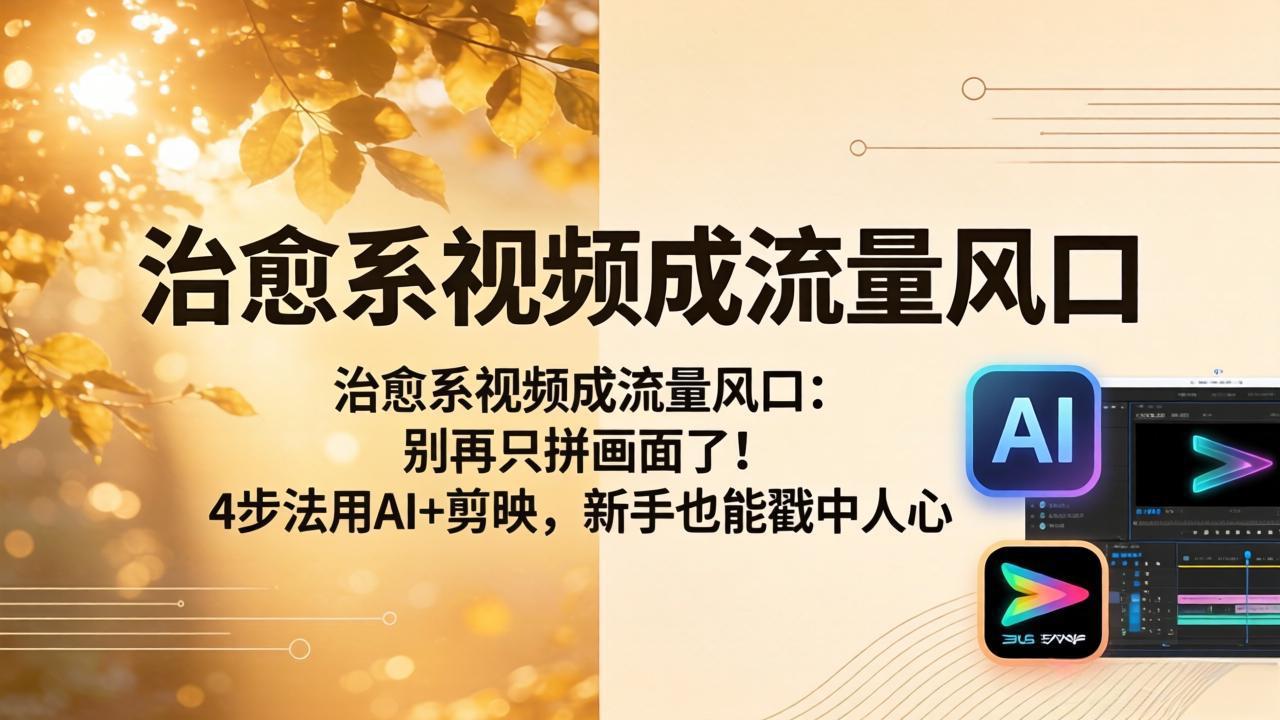 （18219期）治愈系视频成流量风口：别再只拼画面了！4步法用AI+剪映，新手也能戳中人心-小二项目网