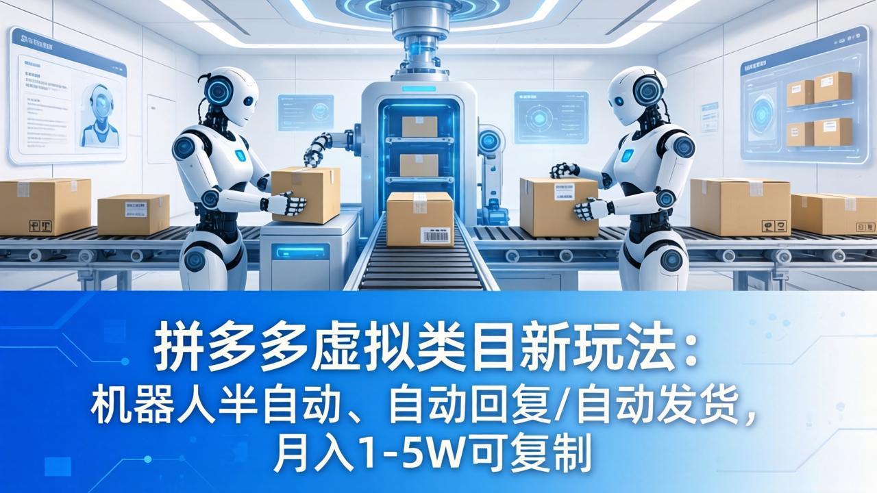 （18038期）拼多多虚拟类目新玩法：机器人半自动、自动回复 /自动发货，月入 1-5W 可复制-小二项目网