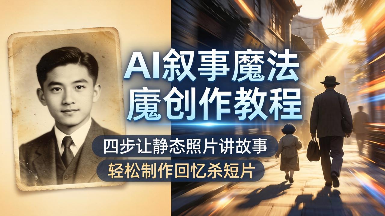 （18208期）AI叙事魔法创作教程，四步让静态照片讲故事，老照片修复加动态特效，轻松制作回忆杀短片-小二项目网