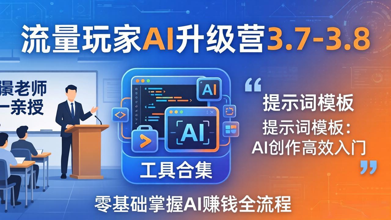 （18022期）流量玩家AI升级营3.7-3.8全套资料：多老师亲授+工具合集+提示词模板，零基础掌握AI赚钱全流程-小二项目网
