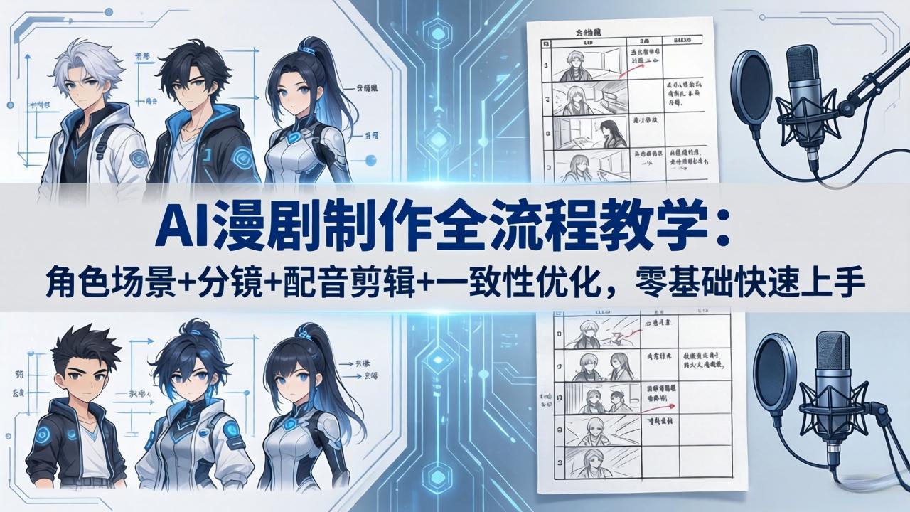 （18090期）AI漫剧制作全流程教学：角色场景+分镜+配音剪辑+一致性优化，零基础快速上手-小二项目网