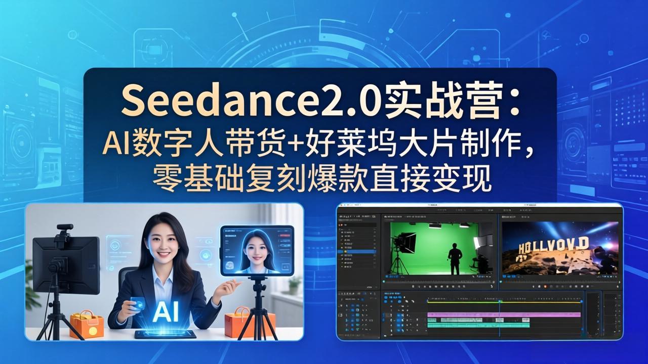 （18238期）Seedance2.0实战营：AI数字人带货+好莱坞大片制作，零基础复刻爆款直接变现-小二项目网