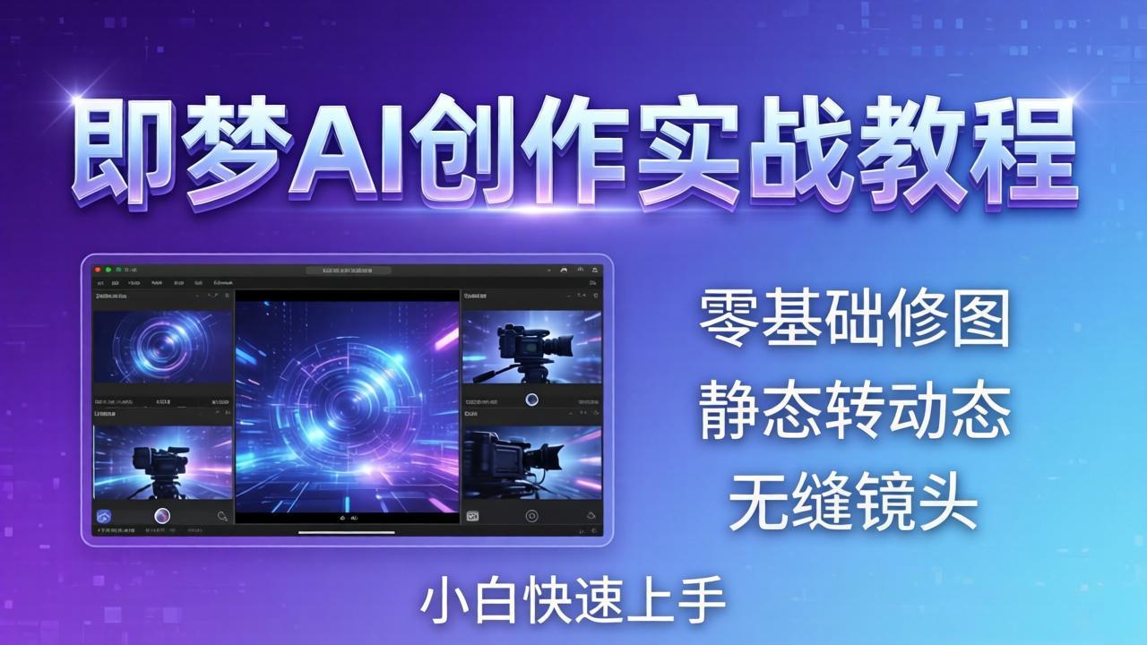 （18196期）即梦AI创作实战教程，从零基础修图到AI导演，实战教学静态转动态+无缝镜头，小白快速上手-小二项目网