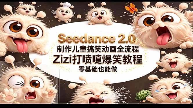 （18211期）Seedance 2.0 制作儿童搞笑动画全流程Zizi打喷嚏爆笑教程｜零基础也能做-小二项目网