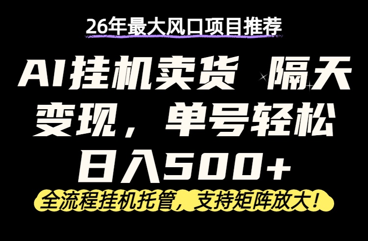 （17933期）26年最新AI挂机卖货，隔天出收益，单账号轻松日入500+-小二项目网