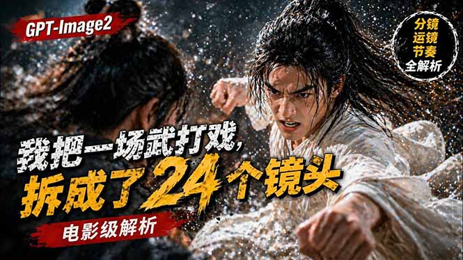 （18212期）用GPT-Image2，把一段武打对决拆成24个连续镜头，从人物建立、动作衔接、运镜节奏，到情绪爆发-小二项目网