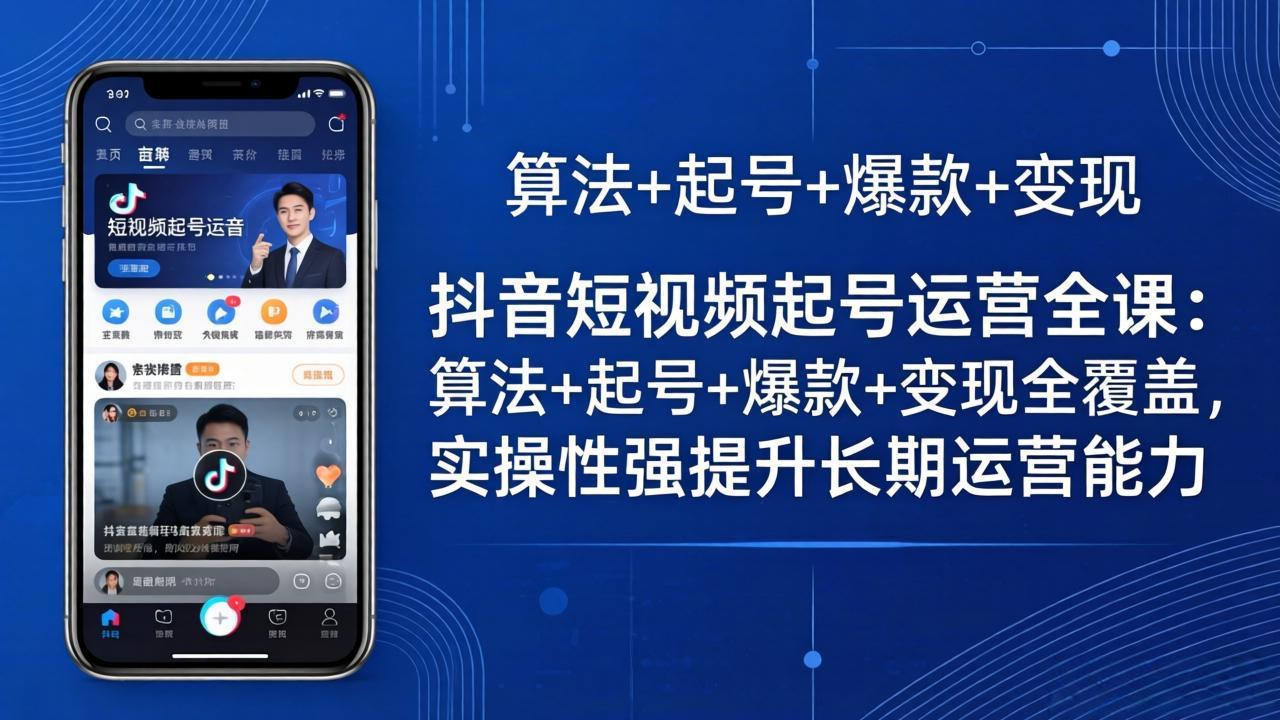 （18071期）抖音短视频起号运营全课：算法+起号+爆款+变现全覆盖，实操性强提升长期运营能力-小二项目网