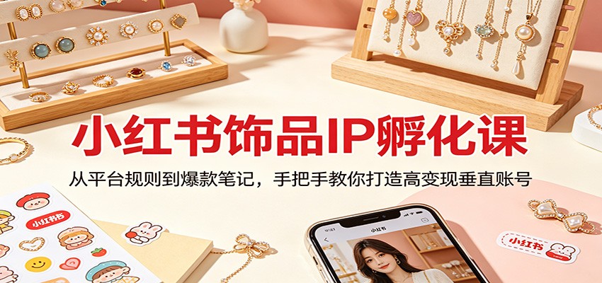 小红书饰品IP孵化课：从平台规则到爆款笔记，手把手教你打造高变现垂直账号-小二项目网