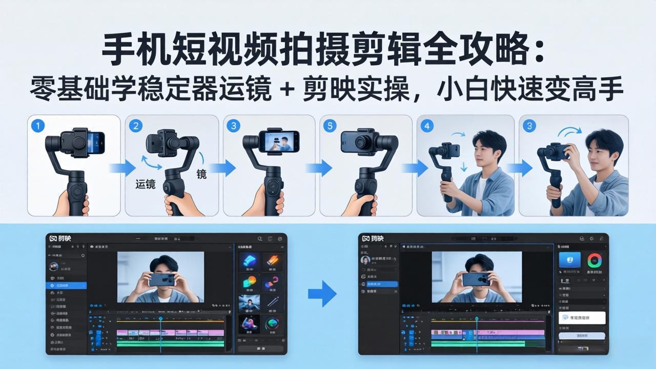 （18003期）手机短视频拍摄剪辑全攻略：零基础学稳定器运镜 + 剪映实操，小白快速变高手-小二项目网