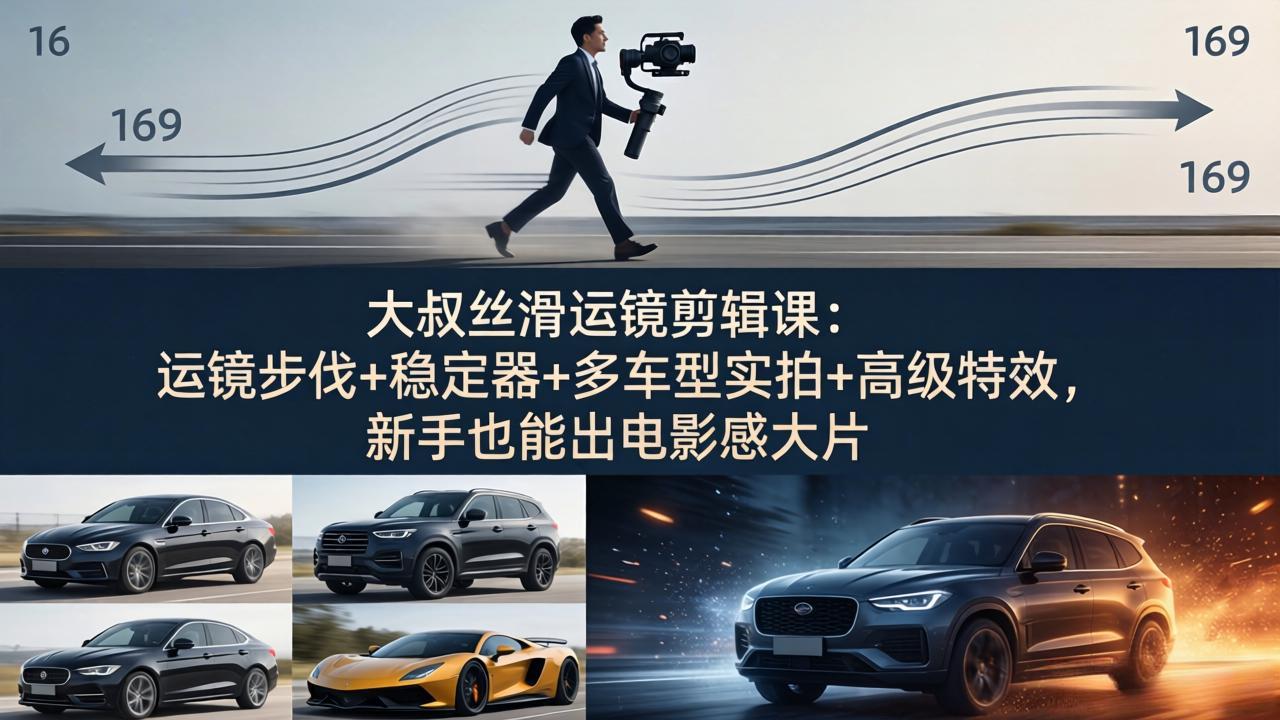 （18004期）大叔丝滑运镜剪辑课：运镜步伐+稳定器+多车型实拍+高级特效，新手也能出电影感大片-小二项目网