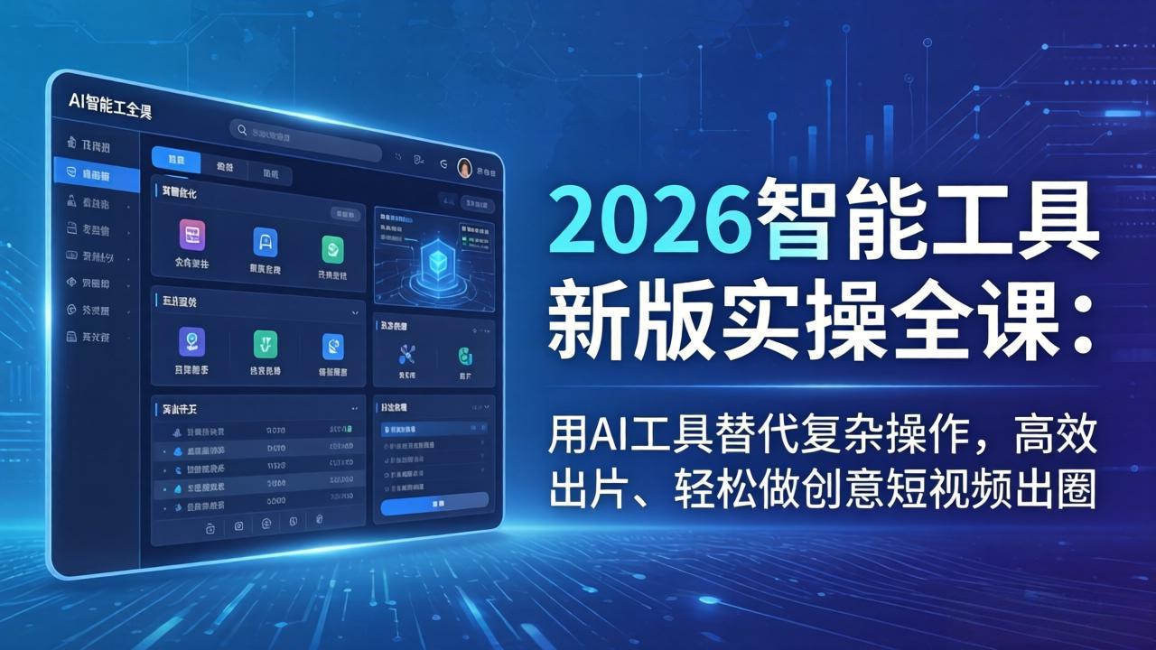 （18005期）2026智能工具新版实操全课：用AI工具替代复杂操作，高效出片、轻松做创意短视频出圈-小二项目网