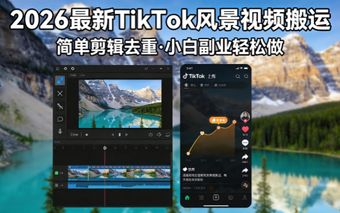 （18001期）2026最新TikTok风景视频搬运简单剪辑去重小白副业月入 8000-小二项目网