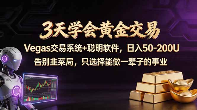 （18044期）3天学会黄金交易，Vegas交易技术+聪明软件，日赚50-100U-小二项目网