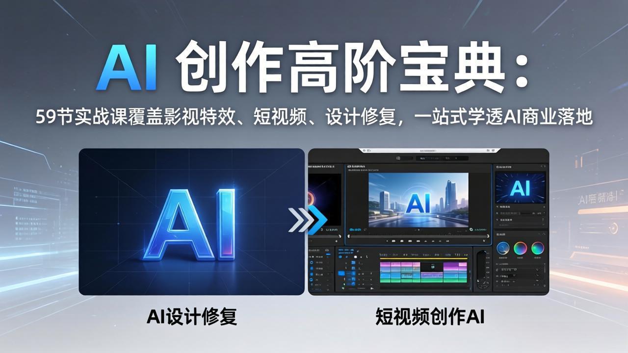 （17887期）AI 创作高阶宝典：59节实战课覆盖影视特效、短视频、设计修复，一站式学透AI商业落地-小二项目网