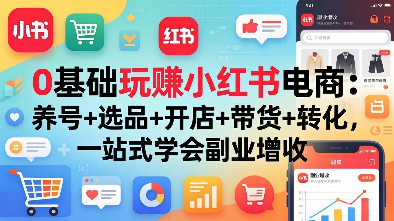 （17949期）0基础玩赚小红书电商：养号+选品+开店+带货+转化，一站式学会副业增收-小二项目网