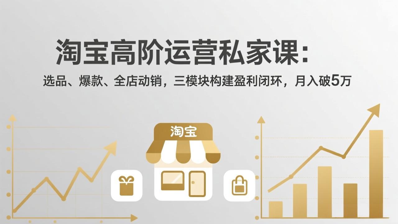 （18095期）淘宝高阶运营私家课（更新26年4月18）：选品、爆款、全店动销，三模块构建盈利闭环，月入破5万-小二项目网