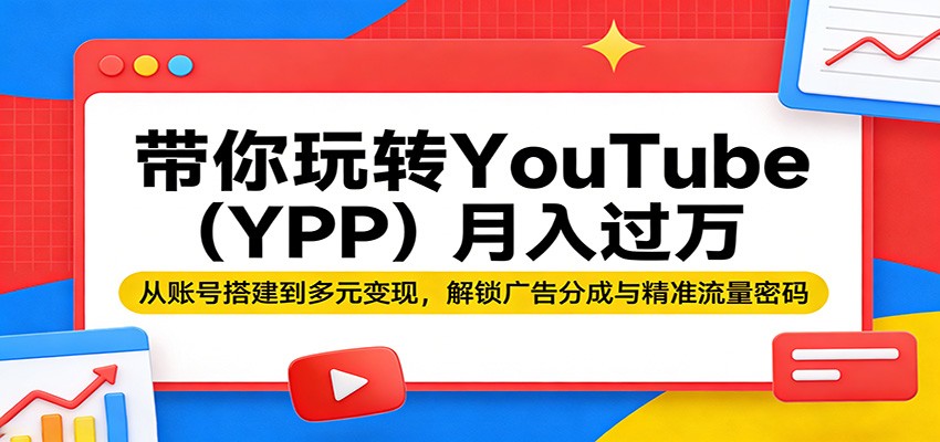 带你玩转YouTube（YPP）月入过万：从账号搭建到多元变现，解锁广告分成与精准流量密码-小二项目网
