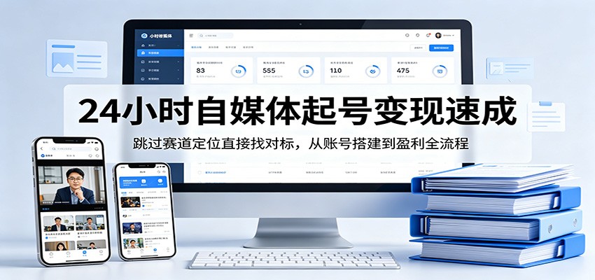 24小时自媒体起号变现速成，跳过赛道定位直接找对标，从账号搭建到盈利全流程-小二项目网