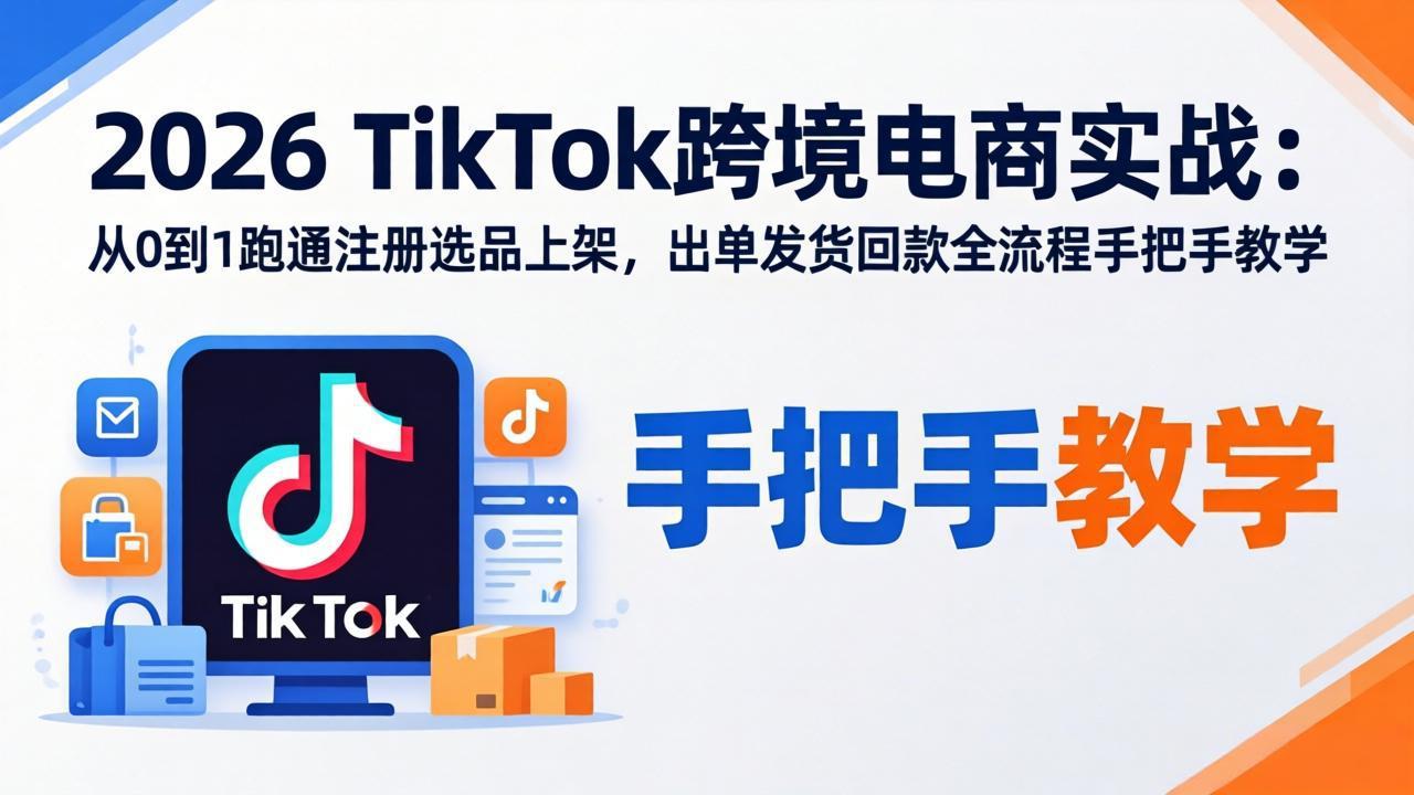 （18027期）2026TikTok跨境电商实战-更新：从0到1跑通注册选品上架，出单发货回款全流程手把手教学-小二项目网