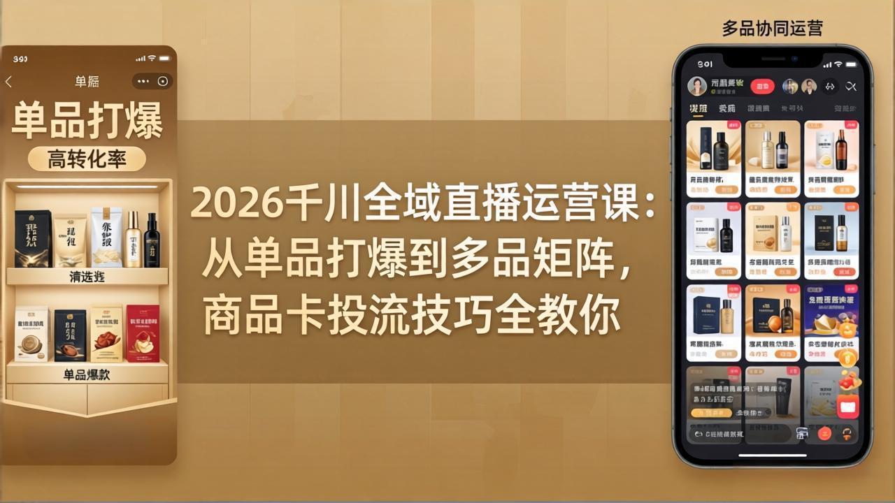 （18028期）2026千川全域直播运营课：从单品打爆到多品矩阵，商品卡投流技巧全教你-小二项目网