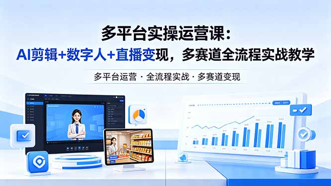 （18257期）某团队多平台实操运营课-更新26年4月29：AI剪辑+数字人+直播变现，多赛道全流程实战教学-小二项目网