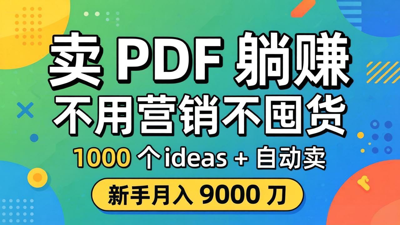 （18146期）卖 PDF 躺赚？不用营销不囤货，1000 个 ideas + 自动卖，新手月入 9000 刀【原创双语字幕】-小二项目网