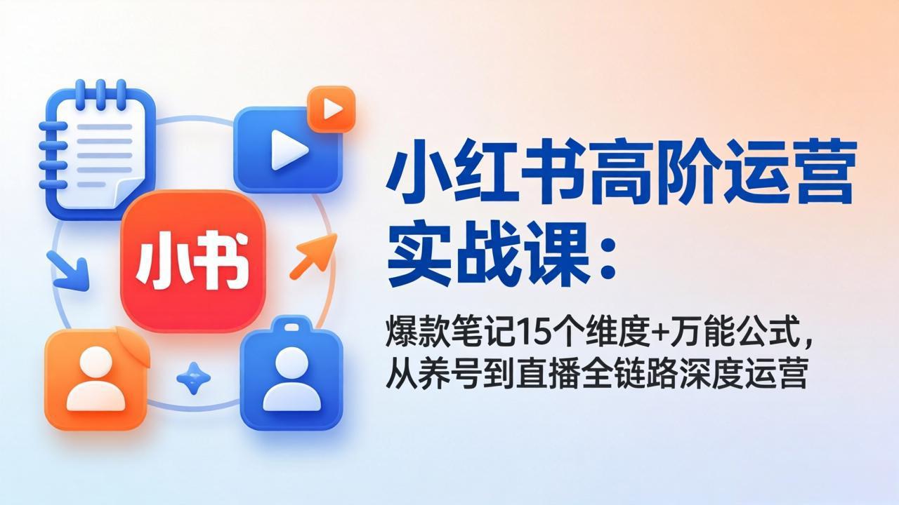 （17844期）小红书高阶运营实战课：爆款笔记15个维度+万能公式，从养号到直播全链路深度运营-小二项目网