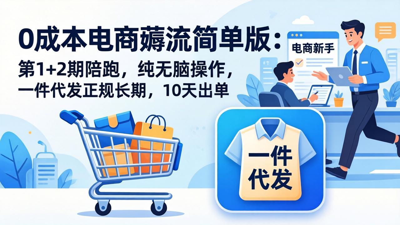 （17880期）0成本电商薅流简单版：第1+2期陪跑，纯无脑操作，一件代发正规长期，10天出单-小二项目网