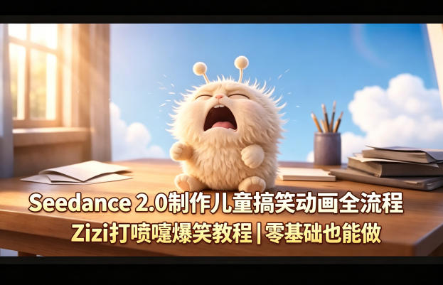Seedance 2.0制作儿童搞笑动画全流程Zizi打喷嚏爆笑教程｜零基础也能做-小二项目网