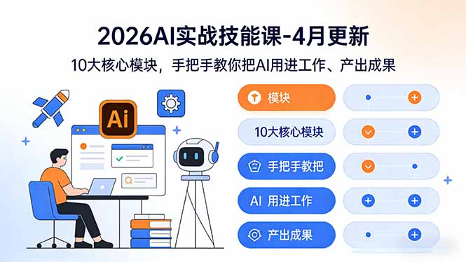 （17941期）2026AI实战技能课-4月更新：10大核心模块，手把手教你把AI用进工作、产出成果-小二项目网