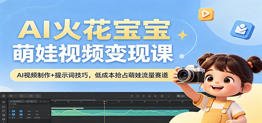 AI火花宝宝萌娃视频变现课：AI视频制作+提示词技巧，低成本抢占萌娃流量赛道-小二项目网