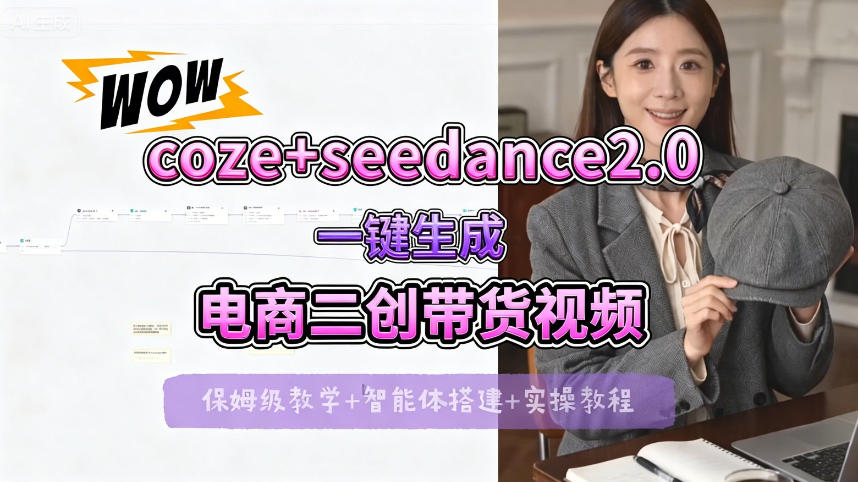 【Coze工作流搭建实操教程】seedance2.0+coze一键生成电商二创带货视频，全流程保姆级教学-小二项目网