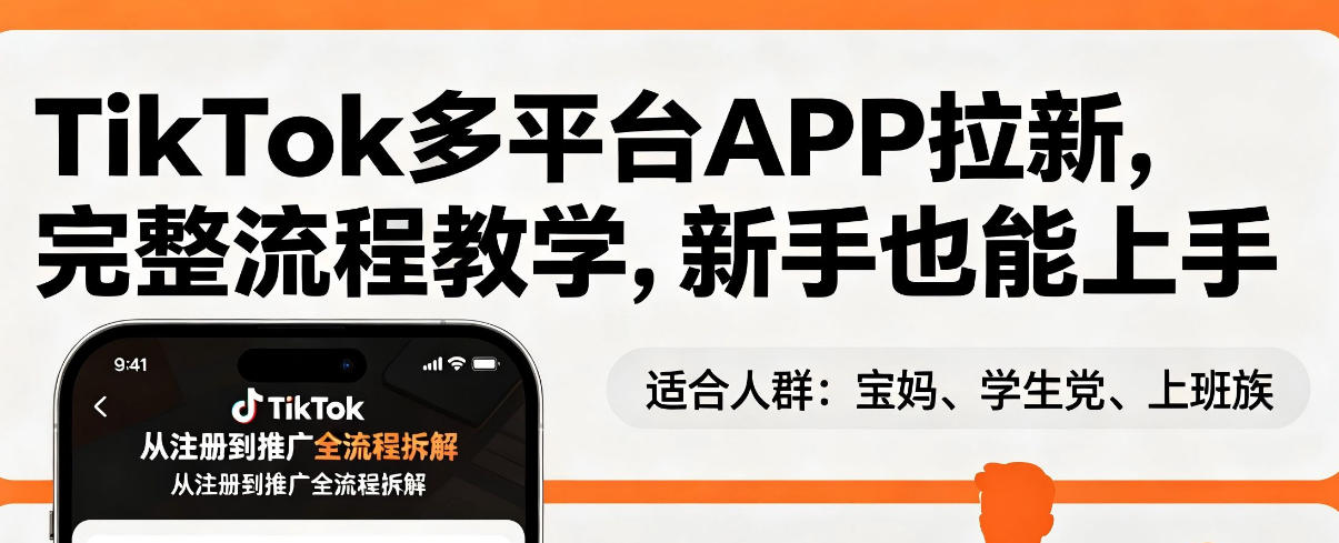 TikTok多平台APP拉新，完整流程教学，新手也能上手，轻松出海搞美金-小二项目网