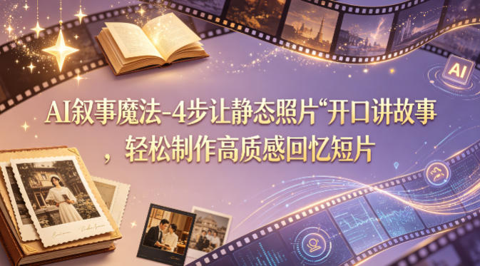 AI叙事魔法-4步让静态照片“开口讲故事”，轻松制作高质感回忆短片-小二项目网