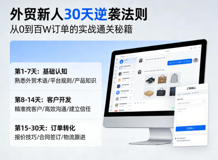 外贸新人30天逆袭法则，教你从0到百W订单的实战通关秘籍-小二项目网
