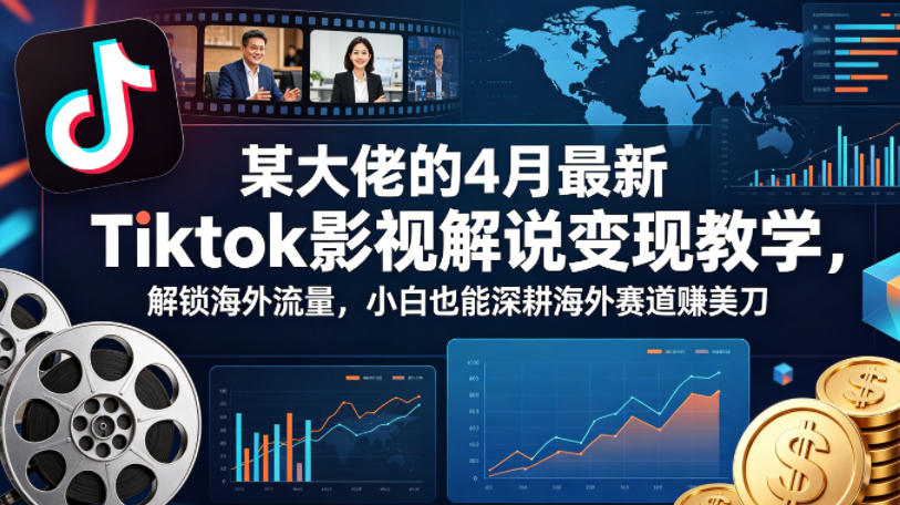 某大佬的4月最新Tiktok影视解说变现教学，解锁海外流量，小白也能深耕海外赛道賺美刀-小二项目网