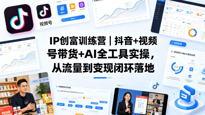 IP创富训练营｜抖音+视频号带货+AI全工具实操，从流量到变现闭环落地-小二项目网