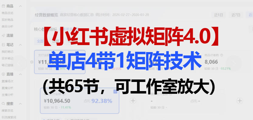 小红书虚拟矩阵4.0技术：单店4带1矩阵（共65节，可工作室放大）-小二项目网