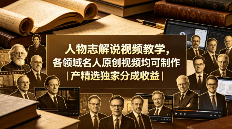 人物志解说视频教学，各领域名人原创视频均可制作丨精选独家分成收益-小二项目网