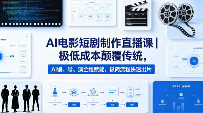 AI电影短剧制作直播课｜极低成本颠覆传统，AI编、导、演全程赋能，极简流程快速出片-小二项目网