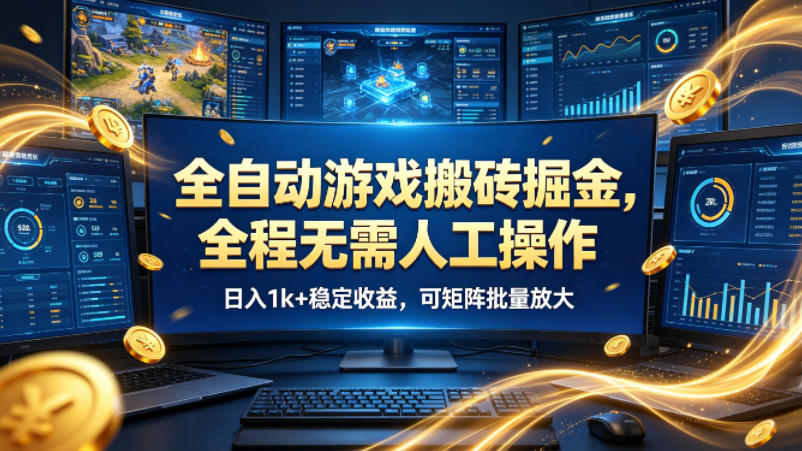 全自动游戏搬砖掘金，全程无需人工操作，日入1k+稳定收益，可矩阵批量放大【揭秘】-小二项目网